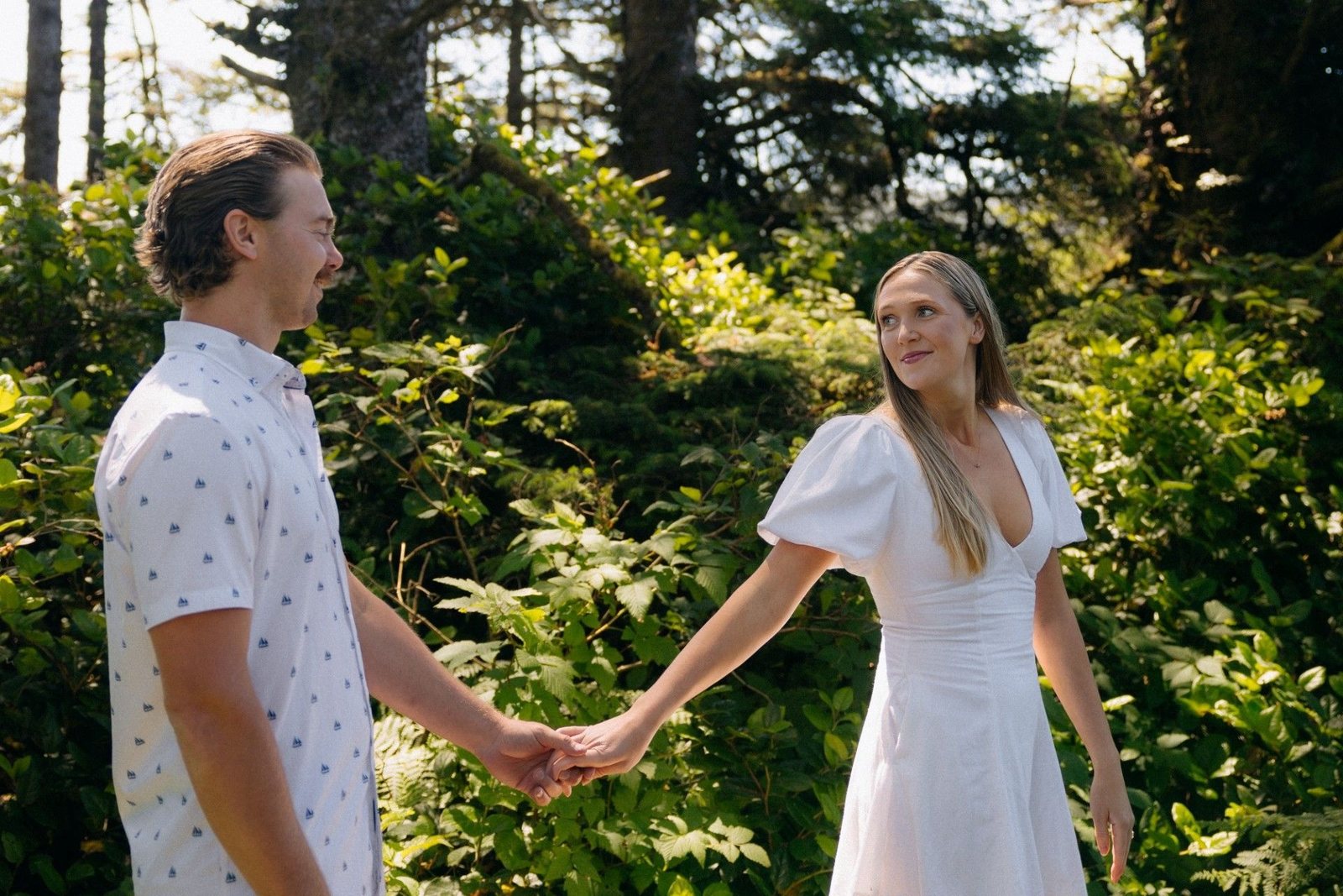 Bride-to-be with a bridal spray tan at her engagement session